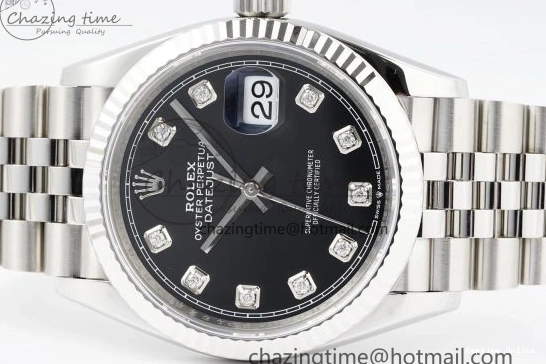 0413 Unique DateJust 36 SS 116234 VSF 1:1 Best Edition 904L Steel Black Diamonds Dial on Jubilee Bracelet VS 2089
